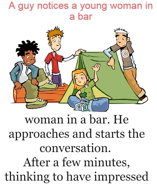 A guy notices a young woman in a bar