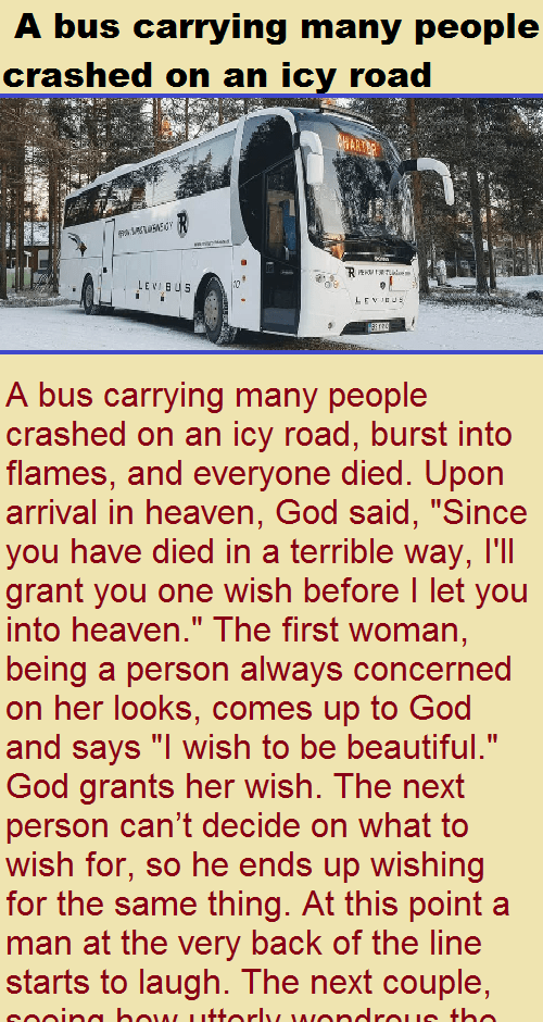 A bus carrying many people crashed on an icy road