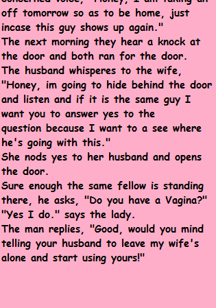 A woman is at home when knocking at her door