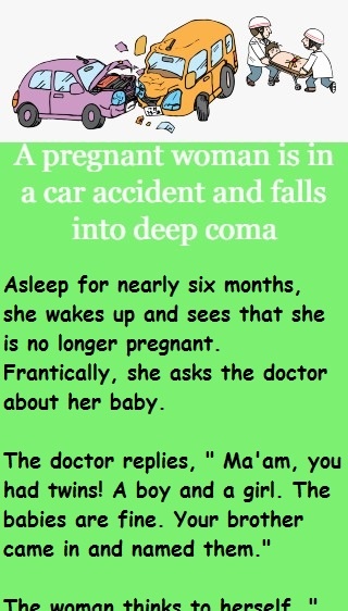 A pregnant woman is in a car accident