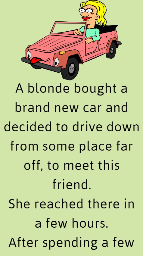 A blonde bought a brand new car