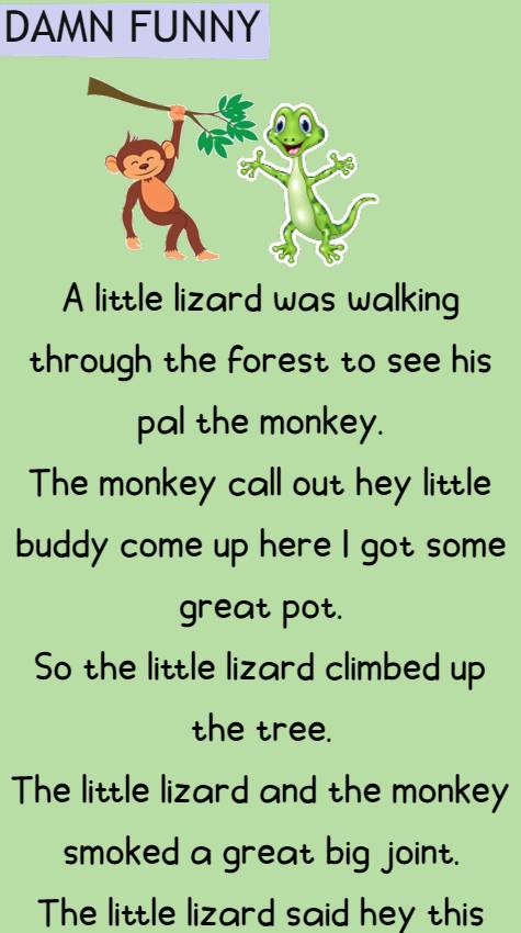 A little lizard was walking through the forest 
