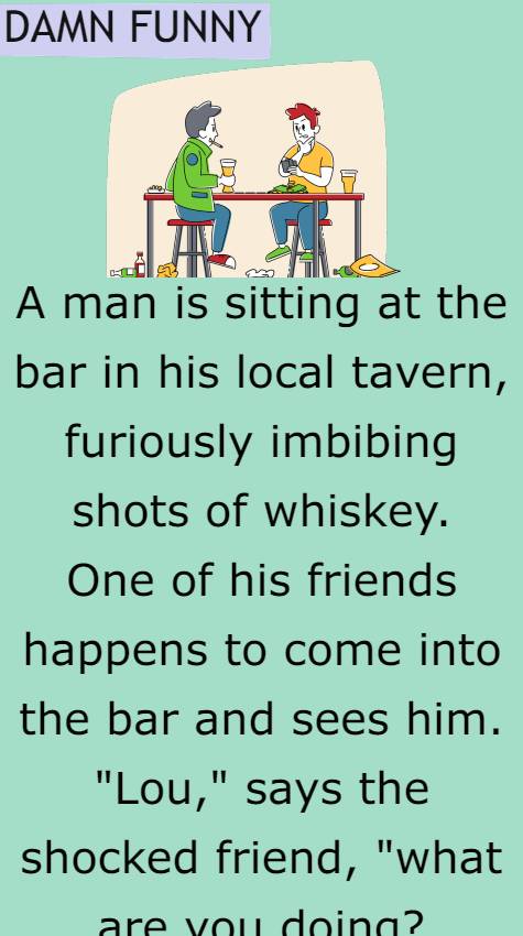 A man is sitting at the bar in his local tavern