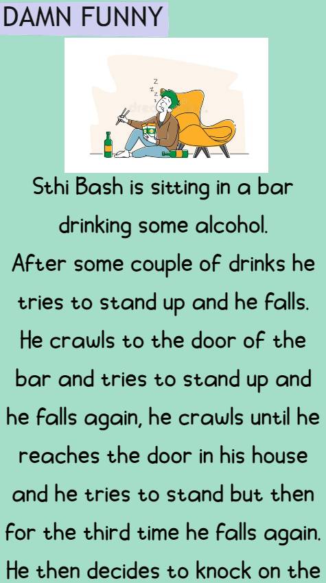 Sthi Bash is sitting in a bar drinking