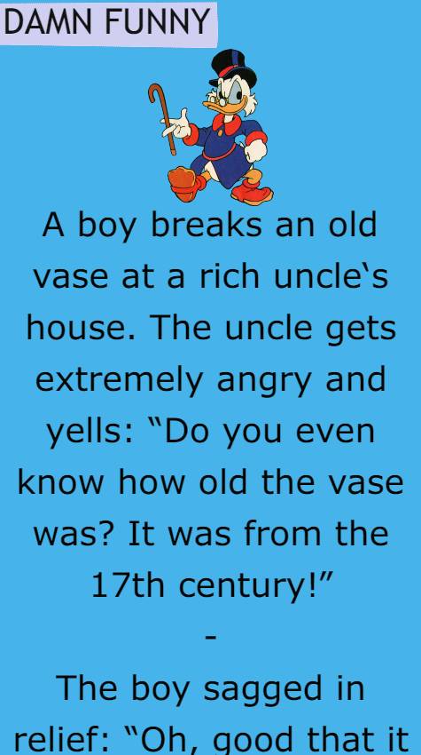A boy breaks an old vase
