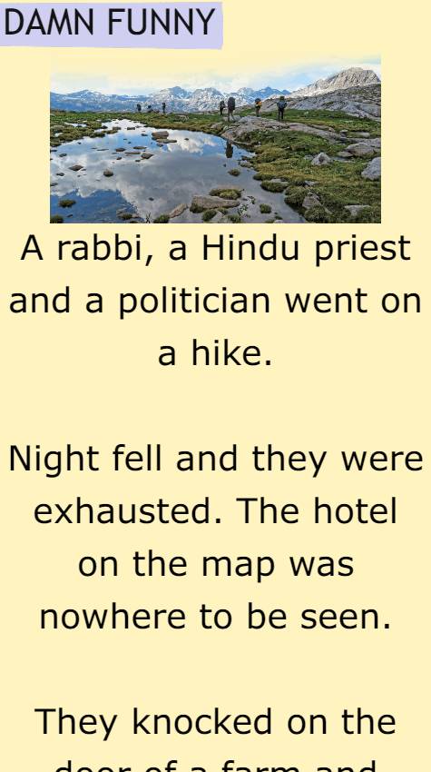 Priest and a politician went on a hike