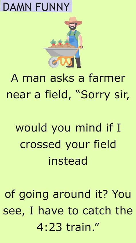 A man asks a farmer near a field