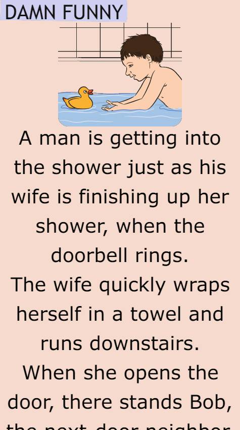 A man is getting into the shower