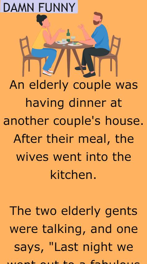 An elderly couple was having dinner