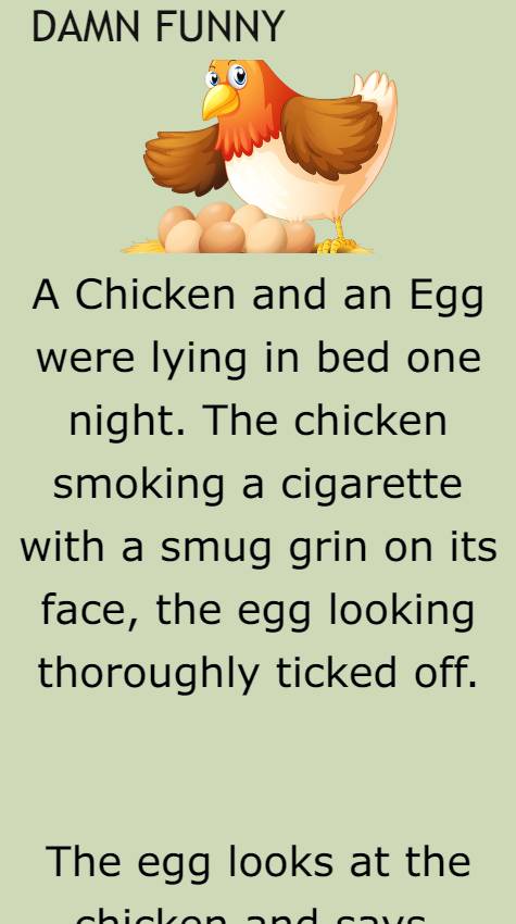 A Chicken and an Egg were lying in bed