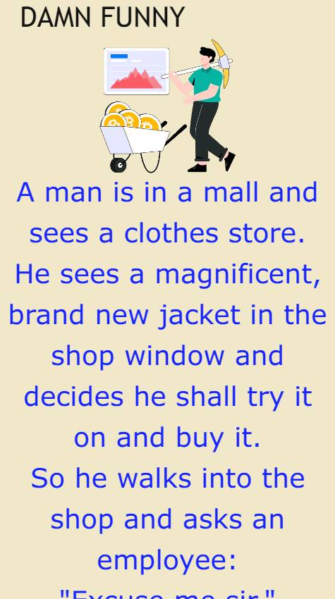 A man is in a mall and sees a clothes store