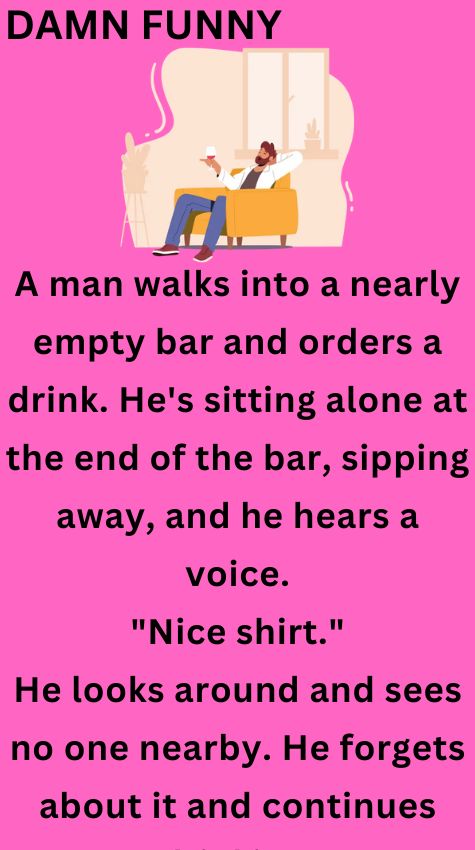 A man walks into a nearly empty bar
