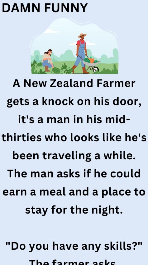 A New Zealand Farmer gets a knock on his door