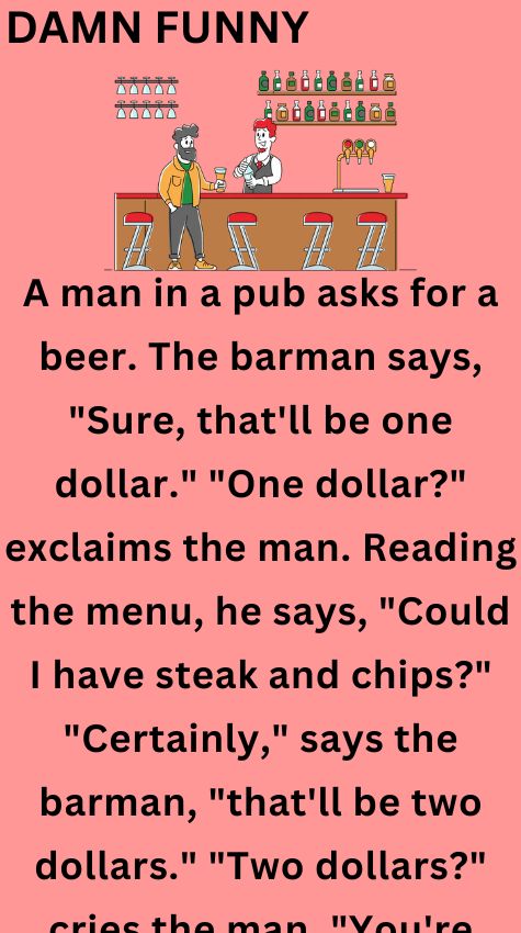 A man in a pub asks for a beer
