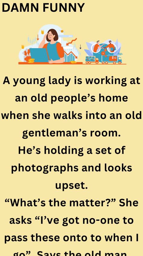 A young lady is working at an old peoples home