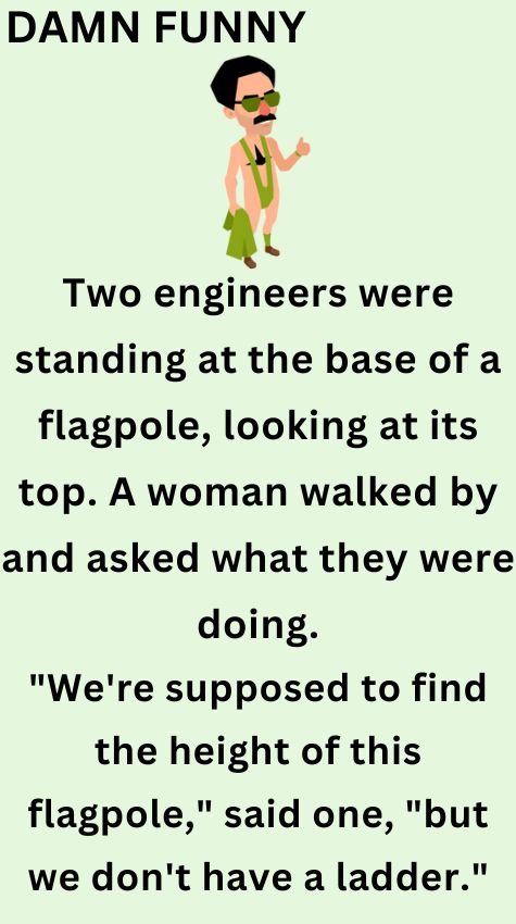 Two engineers were standing at the base of a flagpole