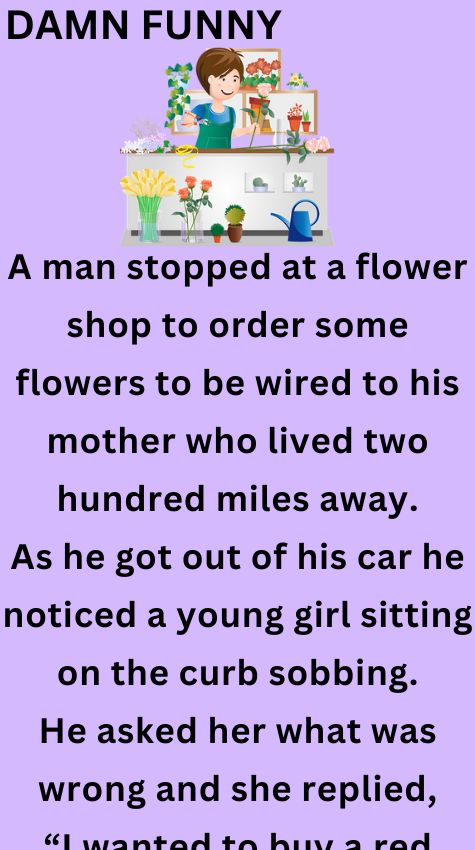 A man stopped at a flower shopA man stopped at a flower shop