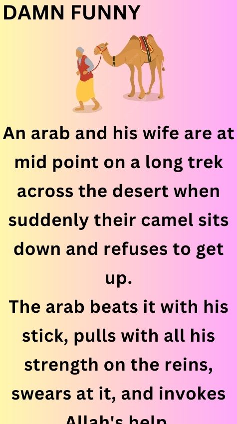 An arab and his wife are at mid point