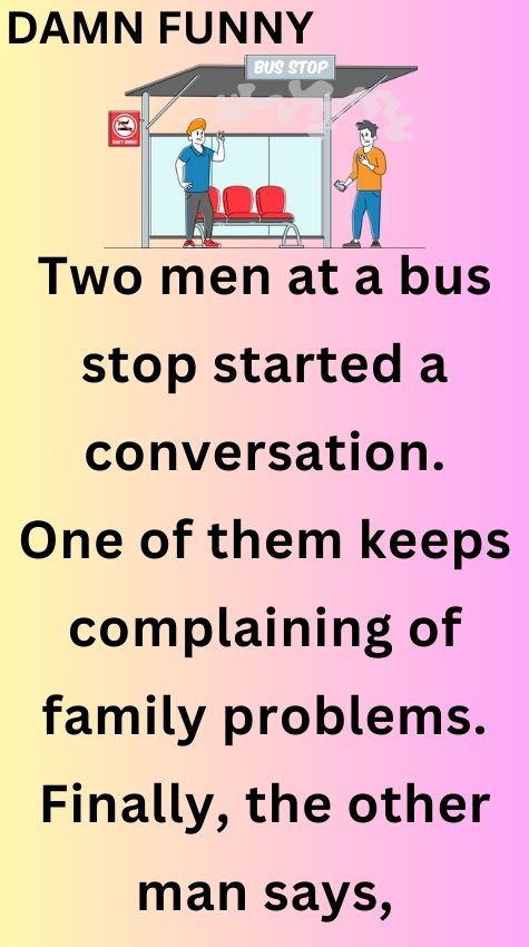 Two men at a bus stop