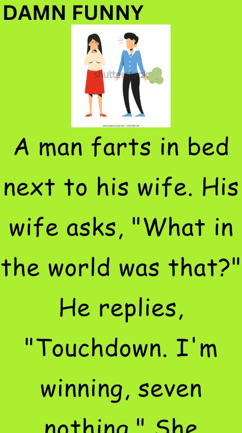 A man farts in bed next to his wife