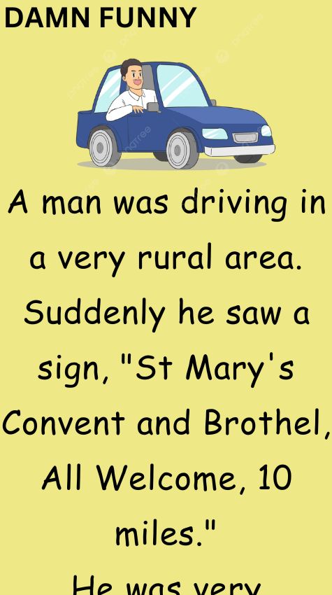 A man was driving in a very rural area