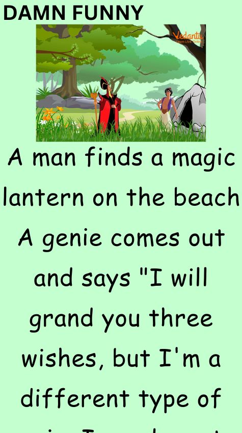 A man finds a magic lantern on the beach