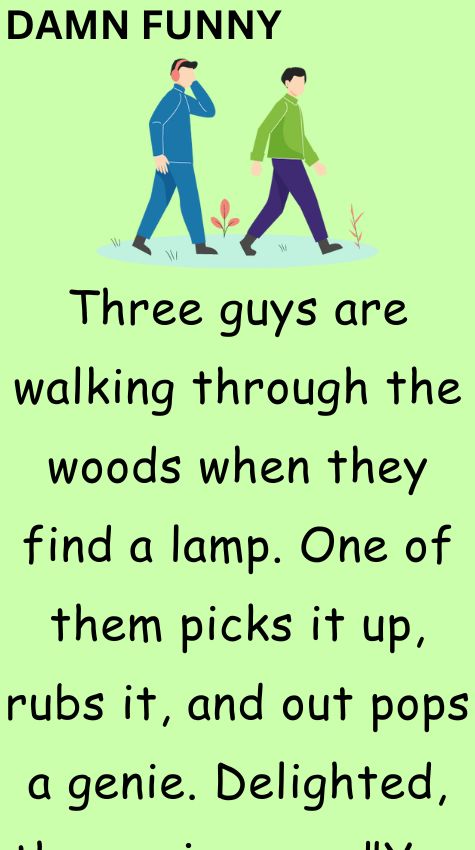 Three guys are walking through the woods