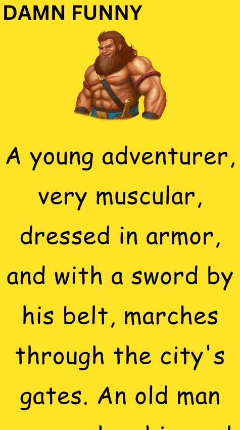 A young adventurer very muscular dressed in armor