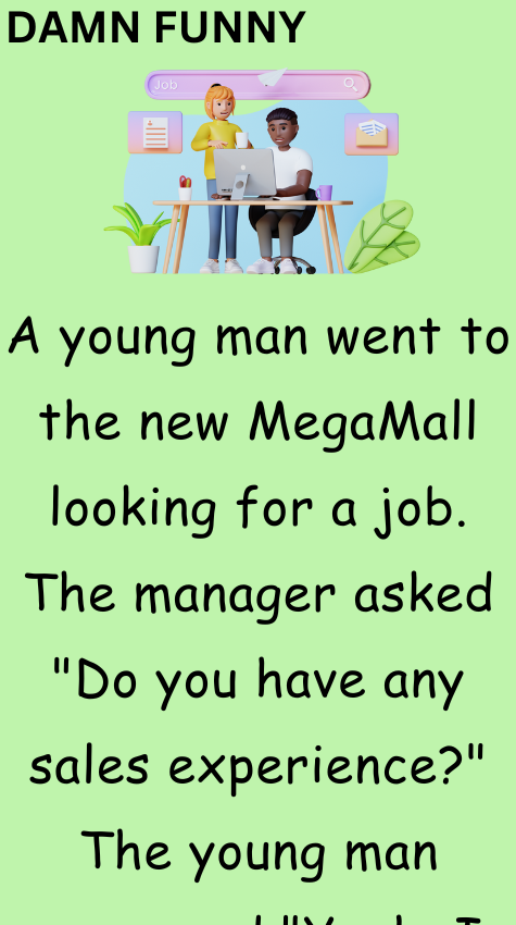A young man went to the new MegaMall looking for a job