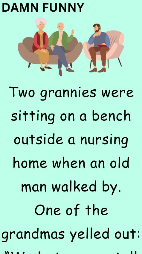 Two grannies were sitting on a bench