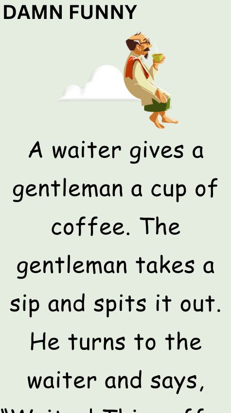 A waiter gives a gentleman a cup of coffee