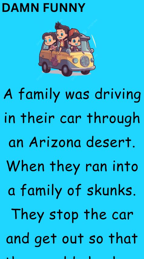 A family was driving in their car through an Arizona desert