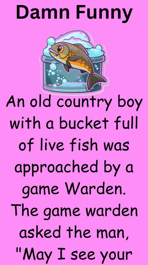 A bucket full of live fish was approached by a game Warden