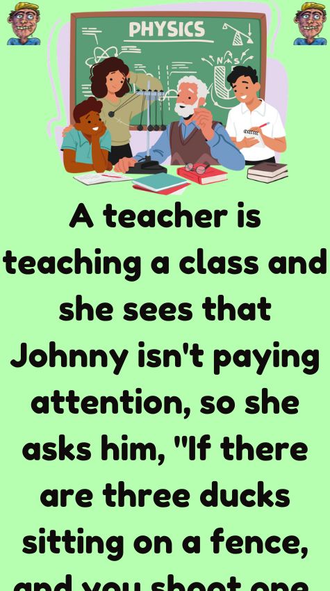 A teacher is teaching a class and she sees